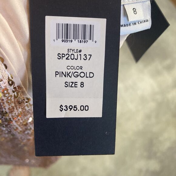 Rachel Zoe Jacket Womens 8 Harrison Sequin Belted Rose Gold Deep V Neck - Picture 7 of 11